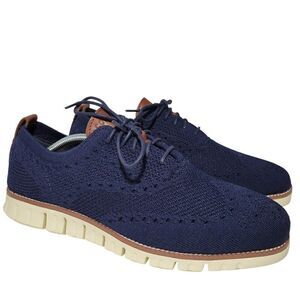 Cole Haan Men Zerogrand Stitchlite Knit Wingtip Oxford Shoe C24947 10 M Blue NEW